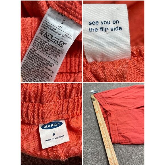 Old navy pullon linen blend crop trousers womens sz small drawstring orange nwt - Picture 10 of 12